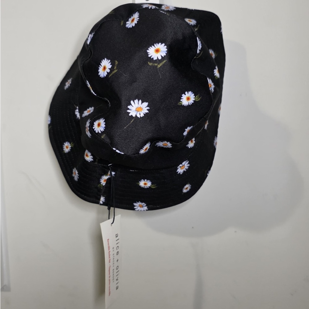 Alice + Olivia Black and White Floral Bucket Hat